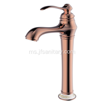 Faucet Sinki Kapal Vintaj Tuas Tunggal Rose Gold